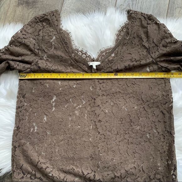 Joie Nevina Sheer Lace Blouse Top Small Tan Brown - Picture 10 of 12